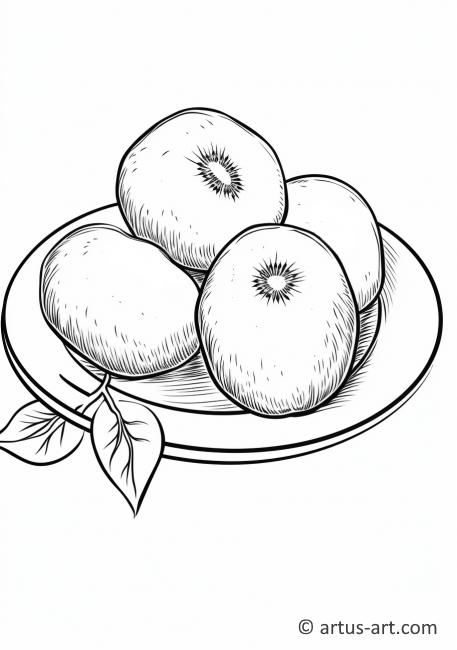 Bir Tabakta Kiwi Meyvesi Boyama Sayfası